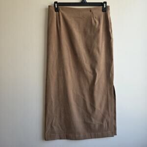 VTG Y2K Coldwater Creek Faux Suede Straight Midi Skirt Brown M Equestrian Boho